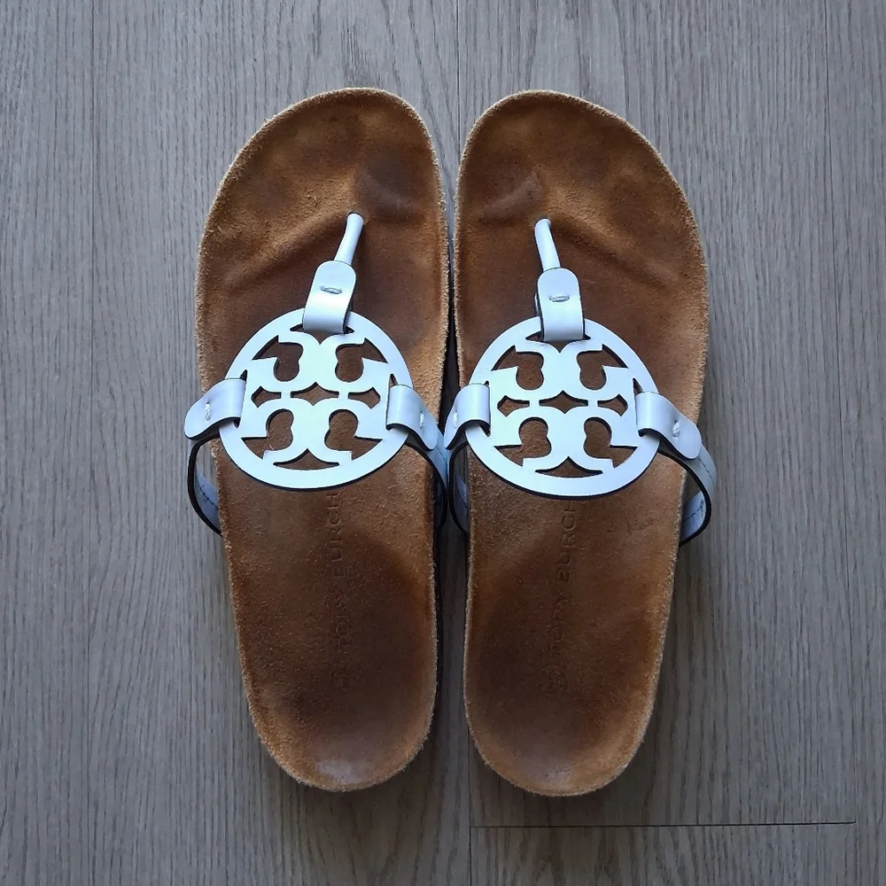 Tory Burch Miller Cloud Sandal In Crisp Blue/Natural 9US